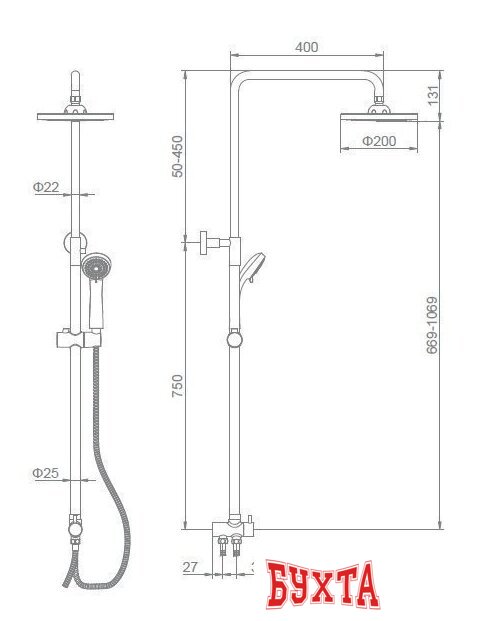 Душевая система Ledeme L2400 2
