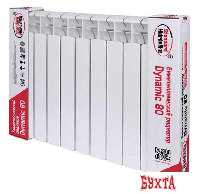 Биметаллический радиатор Standard Hidravlika Dynamic 80 500 мм (4 секций, белый) 1