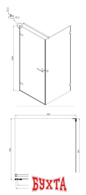 Душевой уголок Ambassador Set 10011102L-ST4 5