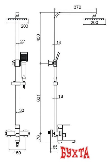 Душевая система Ledeme L2433B 4