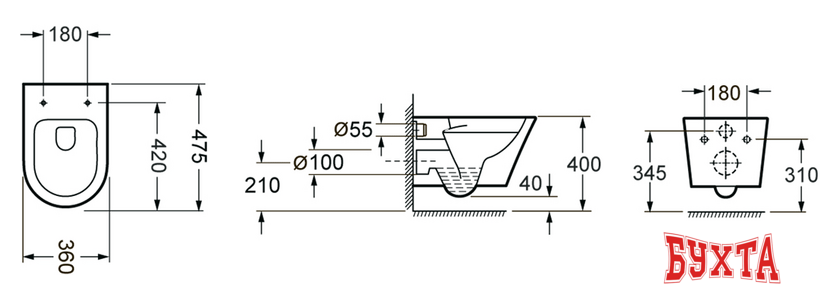 Унитаз подвесной Lavinia Boho Biore Compacto Rimless 330402CR (чаша, пневмокрышка) 4