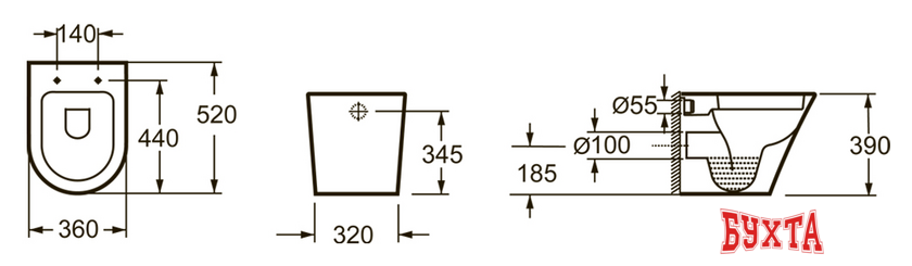 Унитаз приставной Lavinia Boho Biore 33040040 (чаша, пневмокрышка) 4