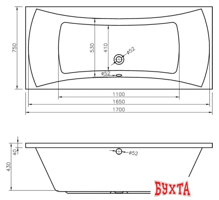 Ванна Lavinia Boho Evan 170x75 37110170 3