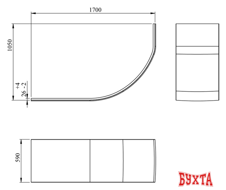 Ванна Lavinia Boho Grance Hill 170x105 R 3703170R 5