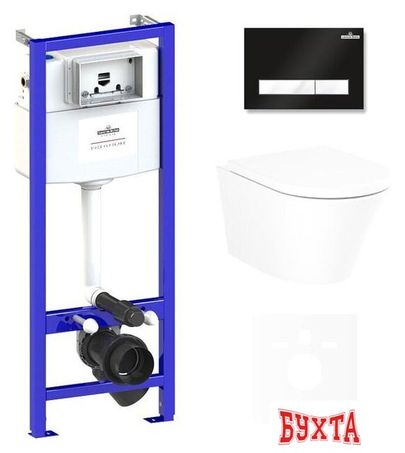 Унитаз подвесной Lavinia Boho Relfix Biore Compacto Rimless 6 в 1 75110140 (черный пластик) 1