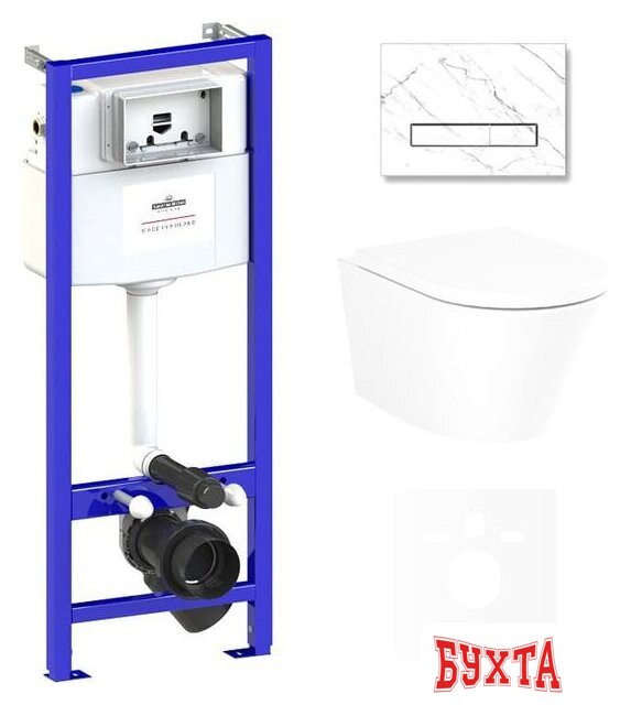 Унитаз подвесной Lavinia Boho Relfix Biore Compacto Rimless 6 в 1 75110152 (иск. камень) 1