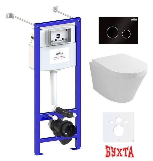 Унитаз подвесной Lavinia Boho Relfix Biore Rimless 6 в 1 77050188 (черный пластик)