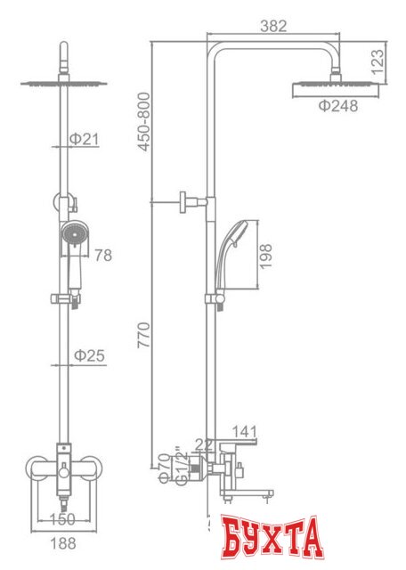 Душевая система Ledeme L72416 2
