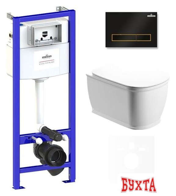 Унитаз подвесной Lavinia Boho Relfix Bell Pro Rimless 6 в 1 75110010 (черный пластик) 1