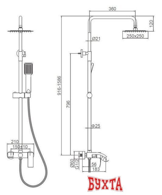 Душевая система Ledeme L72417 3