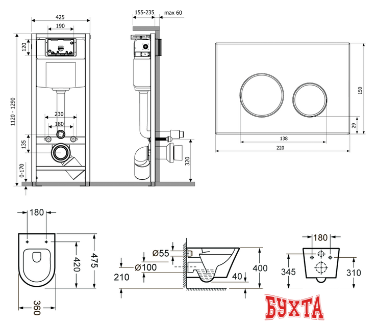 Унитаз подвесной Lavinia Boho Biore Compacto Rimless 7 в 1 87040089 (белый пластик) 2