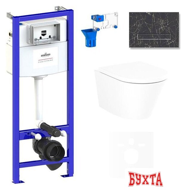 Унитаз подвесной Lavinia Boho Relfix Biore Compacto Rimless 7 в 1 75110167 (black иск. камень) 1