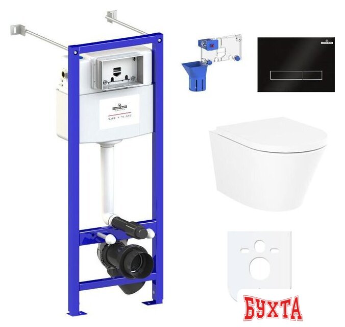 Унитаз подвесной Lavinia Boho Biore Compacto Rimless 7 в 1 87050178 (черное стекло) 1