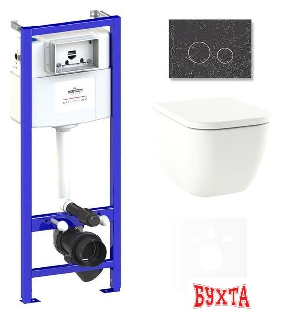 Унитаз подвесной Lavinia Boho Relfix One Compacto 6 в 1 75110083 (greek black иск. камень)