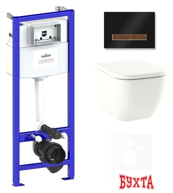 Унитаз подвесной Lavinia Boho Relfix One Rimless 6 в 1 75110110 (черный/темное дерево стекло) 1