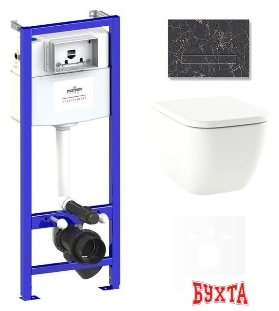 Унитаз подвесной Lavinia Boho Relfix One Rimless 6 в 1 75110116 (greek black иск. камень) 1