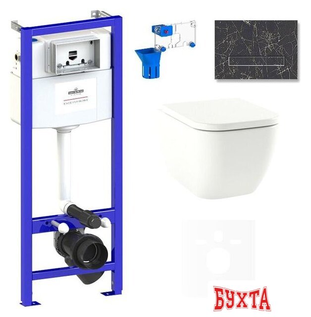 Унитаз подвесной Lavinia Boho Relfix One Rimless 7 в 1 75110133 (greek black иск. камень) 1