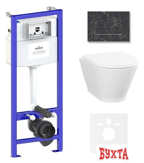 Унитаз подвесной Lavinia Boho Relfix Elegant Rimless 6 в 1 87561084 (greek black ис. камень) 1