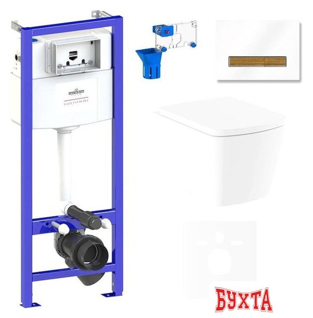 Унитаз подвесной Lavinia Boho Relfix Aveo Rimless 7 в 1 75110264 (белый/светлое дерево стекло) 1