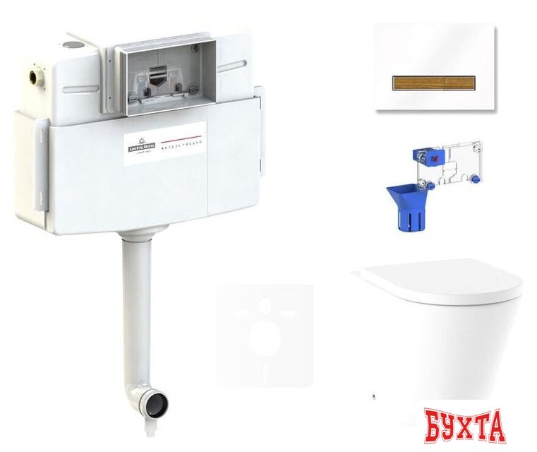 Унитаз приставной Lavinia Boho Relfix Biore 5 в 1 87551043 (белый/светлое дерево стекло) 1