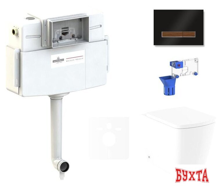 Унитаз приставной Lavinia Boho Relfix Aveo Rimless 5 в 1 87551076 (черный/темное дерево стекло) 1