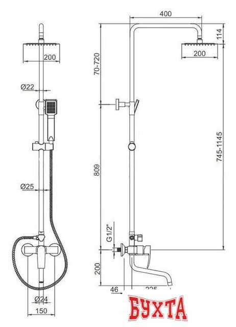 Душевая система Wisent WG2443 5
