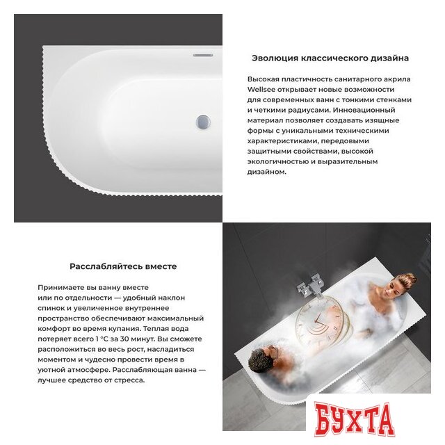 Ванна Wellsee Festive Fox 170x80 28730601R (пристенная ванна (правая) белый глянец, экран, ножки, сифон-автомат хром) 5