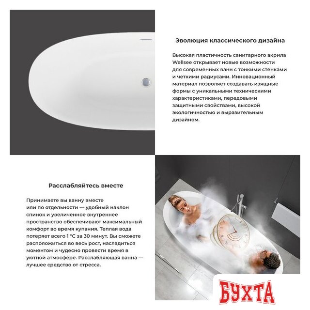 Ванна Wellsee Bliss 170x80 28820101R (отдельностоящая ванна белый глянец, экран, ножки, сифон-автомат хром) 5
