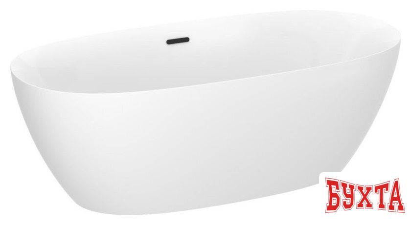 Ванна Wellsee Bliss 170x80 28820103R (отдельностоящая ванна белый глянец, экран, ножки, сифон-автомат матовый черный) 2