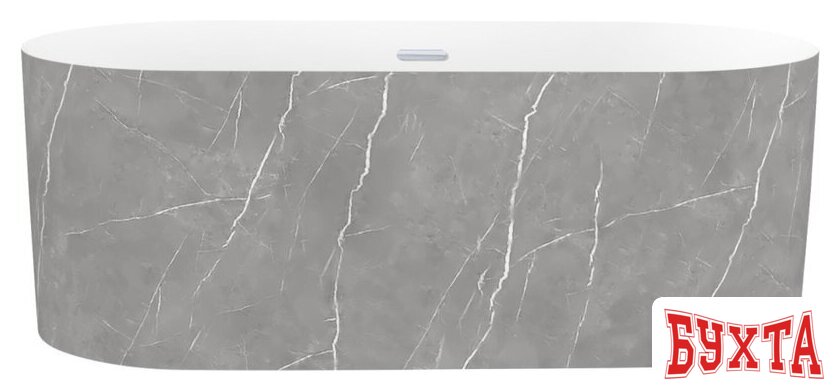 Ванна Wellsee Chalice Perfection 166x77 230605001 (отдельностоящая ванна белый глянец/мат. серый мрамор, экран, ножки, сифон-автомат хром) 1