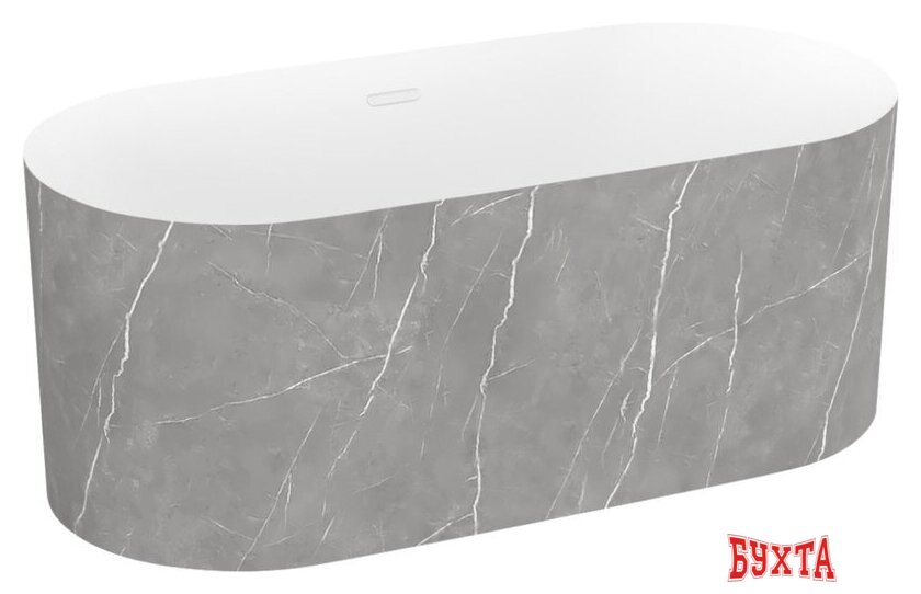 Ванна Wellsee Chalice Perfection 166x77 230605002 (отдельност. ванна белый глянец/мат. серый мрамор, экран, ножки, сифон-автомат глянц. белый) 2