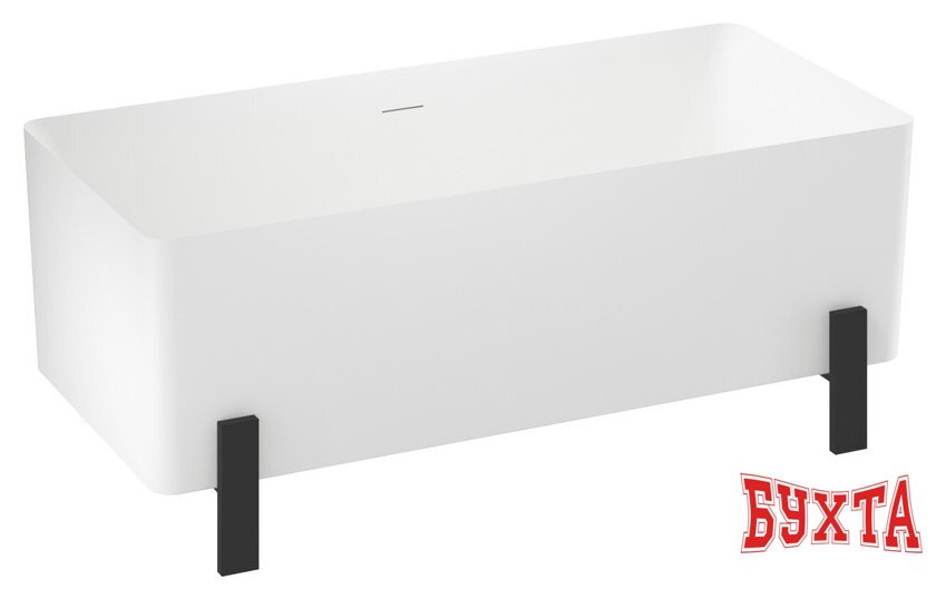 Ванна Wellsee FR.Euphoria 166x77,5 230101001 (отдельностоящая ванна белый глянец, экран, ножки матовый черный) 2