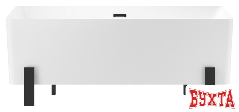 Ванна Wellsee FR.Euphoria 166x77,5 230101003 (отдельностоящая ванна белый глянец, экран, ножки матовый черный, сифон-автомат матовый черный)