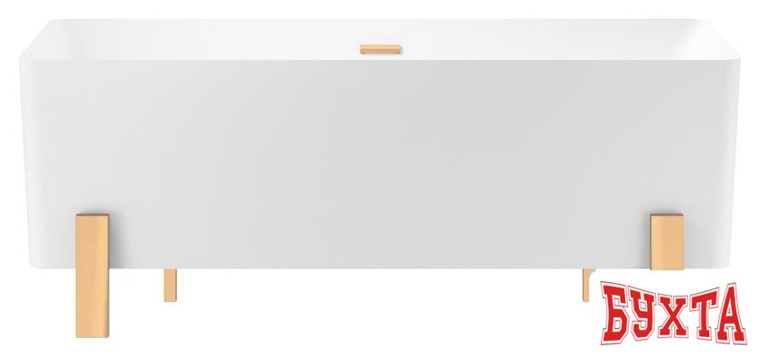 Ванна Wellsee FR.Euphoria 166x77,5 230101004 (отдельностоящая ванна белый глянец, экран, ножки золото, сифон-автомат золото) 1