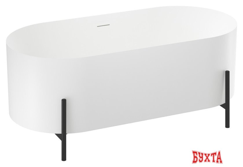 Ванна Wellsee FR.Euphoria 2.0 166x77 235501001 (отдельностоящая ванна белый глянец, экран, ножки матовый черный) 2