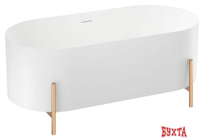 Ванна Wellsee FR.Euphoria 2.0 166x77 235501002 (отдельностоящая ванна белый глянец, экран, ножки золото) 2