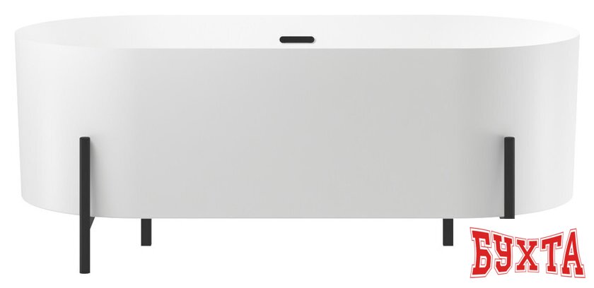 Ванна Wellsee FR.Euphoria 2.0 166x77 235501003 (отдельностоящая ванна белый глянец, экран, ножки матовый черный, сифон-автомат матовый черный) 1