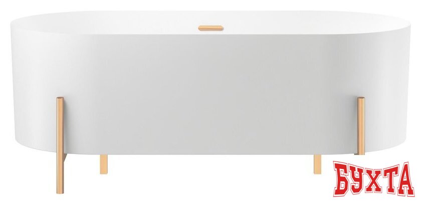 Ванна Wellsee FR.Euphoria 2.0 166x77 235501004 (отдельностоящая ванна белый глянец, экран, ножки золото, сифон-автомат золото) 1