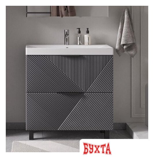 Мебель для ванных комнат Volna Тумба под умывальник Geometry 80.2Y 9696 (графит) 1