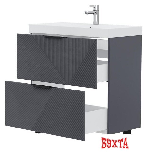 Мебель для ванных комнат Volna Тумба под умывальник Geometry 80.2Y 9696 (графит) 3