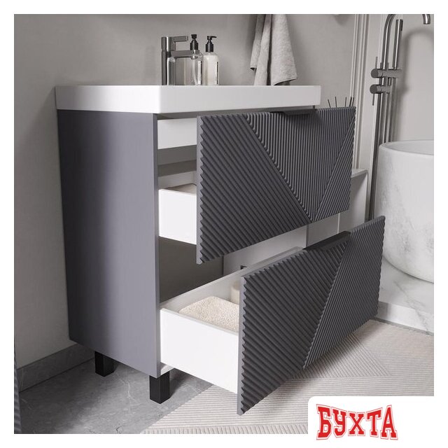 Мебель для ванных комнат Volna Тумба под умывальник Geometry 80.2Y 9696 (графит) 5