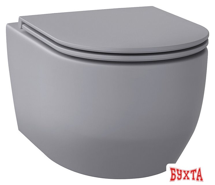 Унитаз подвесной Wellsee Croquis RimFree 182614001 (чаша, пневмокрышка, матовый серый) 1