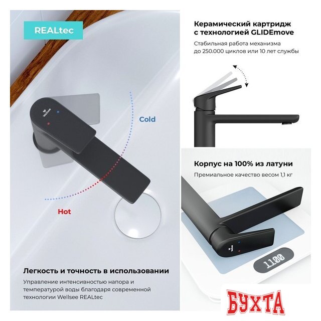 Смеситель Wellsee ICON! for life 182302000 (матовый черный) 4