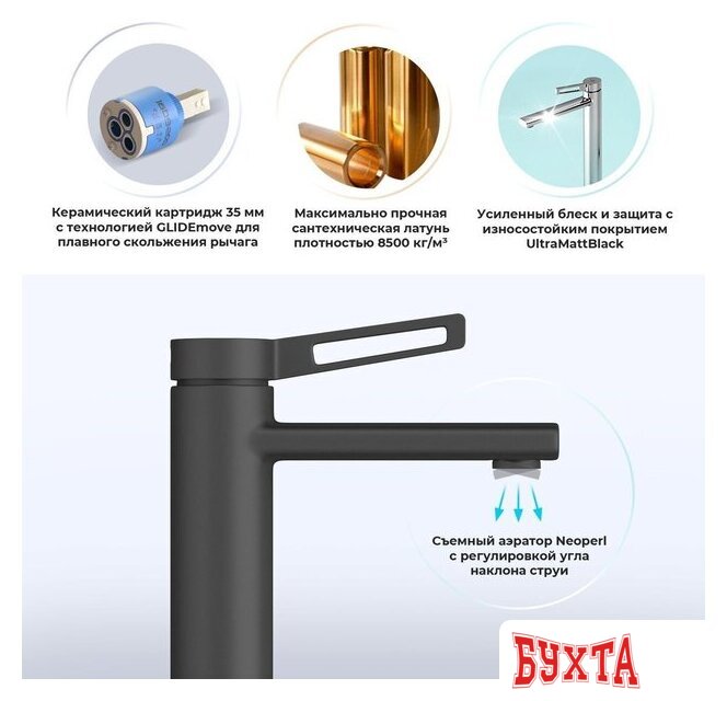 Смеситель Wellsee ONCE! and forever 182407000, отдельностоящий (матовый черный) 2