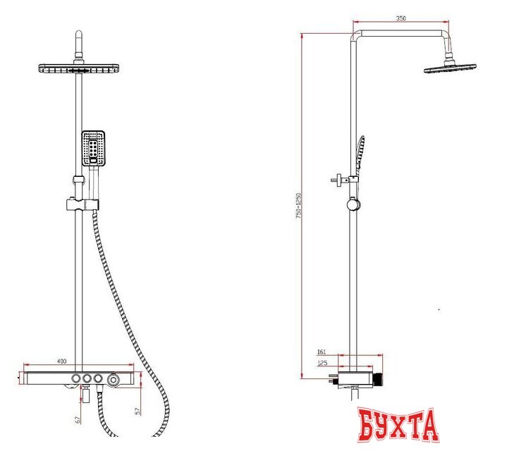 Душевая система Savol SK-H3345A 2
