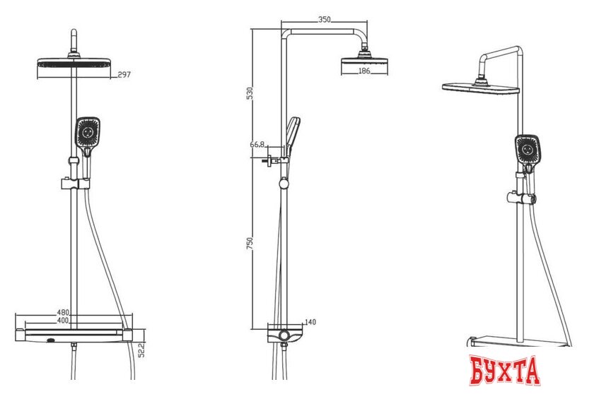 Душевая система Savol SK-H3445H 2
