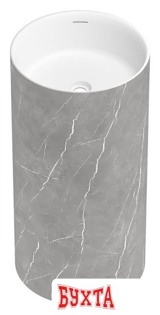 Умывальник Wellsee Chalice Perfection 230618000 (отдельностоящий, без отверстия под смеситель, цвет матовый серый мрамор/глянцевый белый) 2