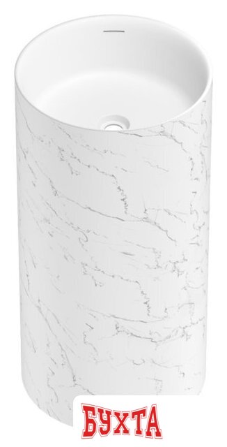 Умывальник Wellsee Chalice Perfection 230619000 (отдельностоящий, без отверстия под смеситель, цвет матовый белый мрамор/глянцевый белый) 2