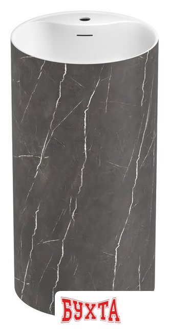 Умывальник Wellsee Chalice Perfection 230624000 (отдельностоящий, с отверстием под смеситель, цвет матовый черный мрамор/глянцевый белый)