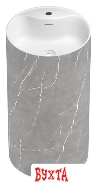 Умывальник Wellsee Chalice Perfection 230625000 (отдельностоящий, с отверстием под смеситель, цвет матовый серый мрамор/глянцевый белый) 2